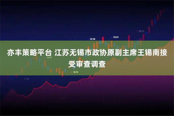 亦丰策略平台 江苏无锡市政协原副主席王锡南接受审查调查