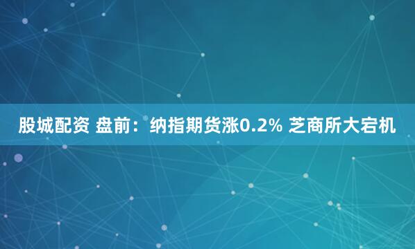 股城配资 盘前：纳指期货涨0.2% 芝商所大宕机